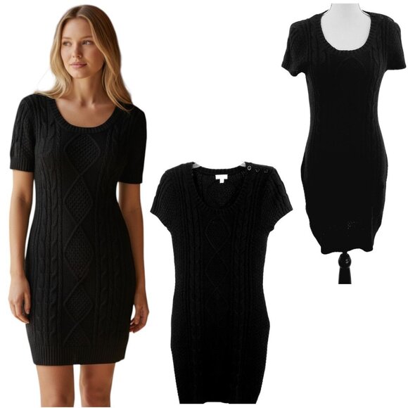 Charming Charlie Cable Knit Short Sleeve Sweater Dress – Size Medium - Picture 1 of 9